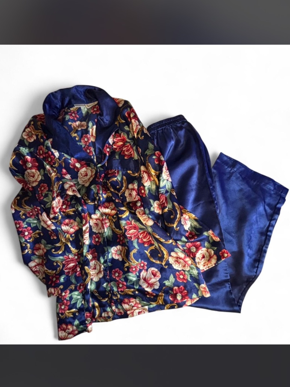Vintage 90s Lingerie Cacique Lane Bryant Satin Floral Brocade Pajama Set